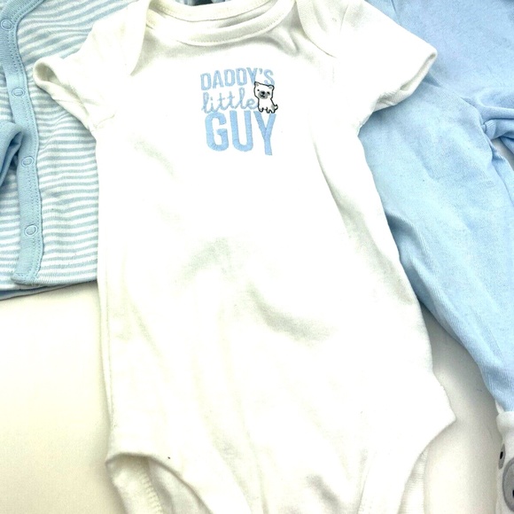 Baby Outfit Set Size 3m Boys Infant Dog 3pc Matching Footed Feet Snap Buttons - Picture 4 of 6